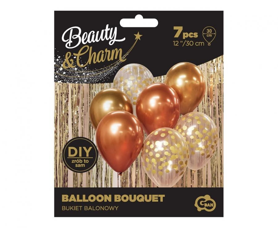 Bukiet balonowy B&C złoto-miedziany 7szt. Godan